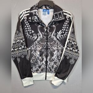 Adidas Originals Women’s Large Peacock Print Track Jacket Full Zip Trefoil
